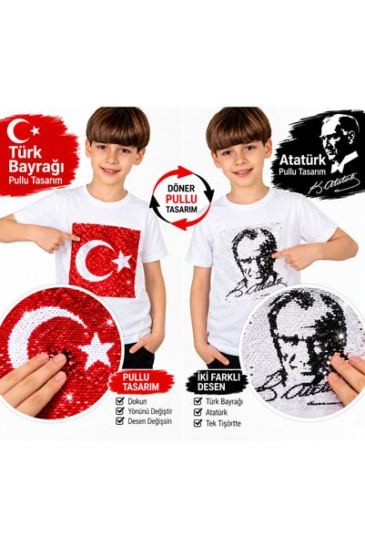 HER ŞEY NOTA www.herseynota.com Unisex Çocuk Dönen Pullu Atatürk Türk Bayrağı...