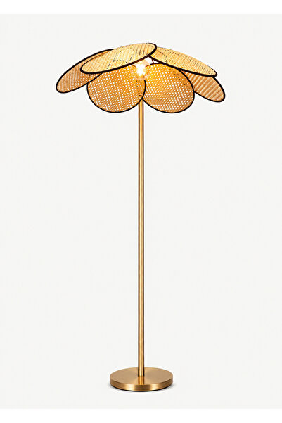 burenze Hazeran Orijinal Kumaş Ayaklı Lambader 155cm Yükseklik Eskitme Gold g...