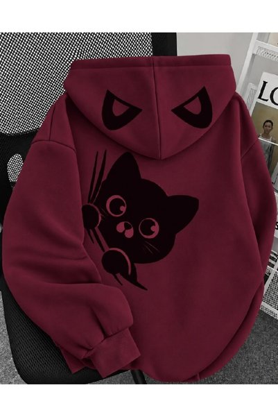 eleva be gentle Women's Oversize 3 Thread Hooded Sweatshirt Premium Quality T...