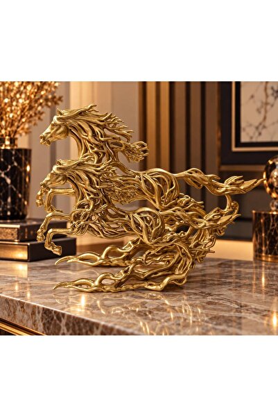 ersu store Dekoratif Gold At Figürü – Modern Şık At Heykeli – Ev ve Ofis Deko...