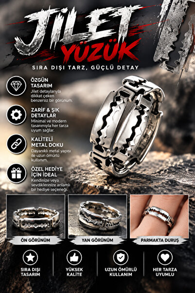 FG KONNİCHİWA Razor Pattern Unisex Ring – Gothic Punk Style