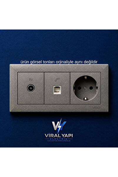 VİKO Linnera Life Granit Gri Üçlü Set Priz Tv Tlf