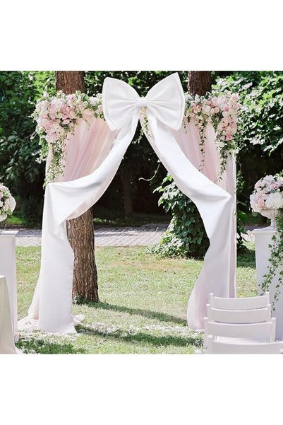 KASTWAVE Oversized Giant Satin Bow Decoration 75x18 Inch – Large White Backdr...