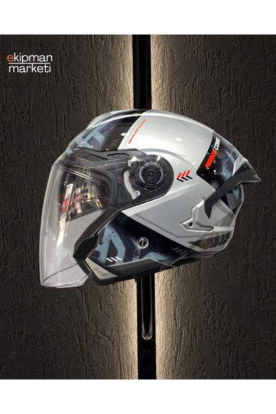 MT Yarım Kask Gri Parlak (Güneş Vizörlü) Cosmo Arrow C2