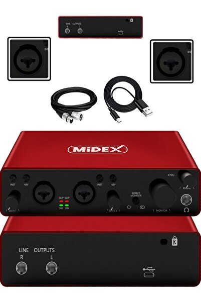 GLX-800RD Üst Segment Usb Stüdyo Ses Kartı 2 Giriş 2 Çıkış 24bit/192kHz