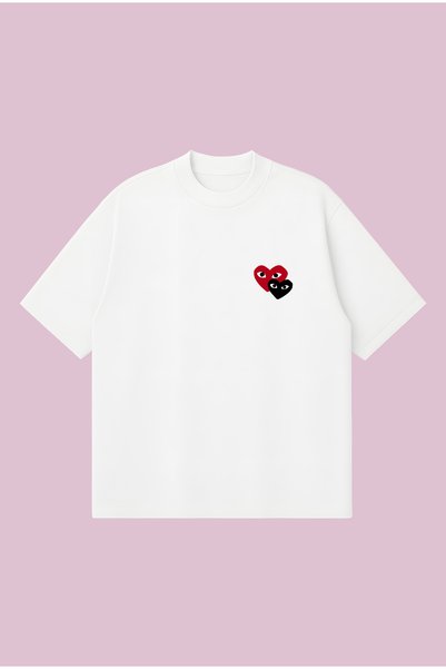 PURE POWER Comme Black Red Printed Oversize Boxy Cut Unisex 100% Cotton Tshir...