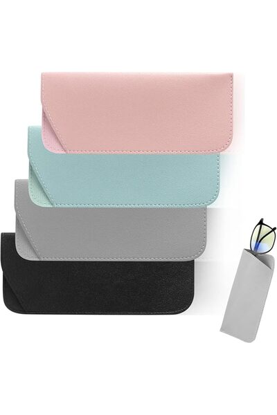 GNAFOTU Eyeglass Cases, PU Leather, Squeeze Top, Soft Pouch for Sunglasses, 4...