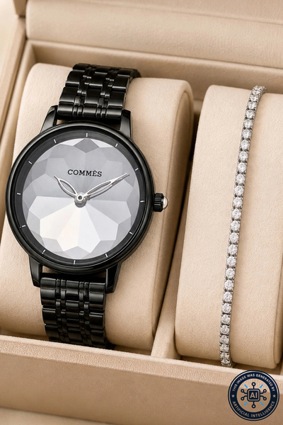 COMMES Black Color Steel Strap Steel Case Women's Wristwatch Sdcms1101