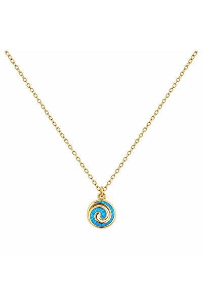 MOMOCA Γυναικείο Κολιέ Σπείρα Blue Opal σε Χρυσό Χρώμα
