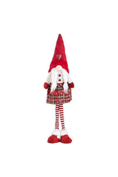 DD SHOP Figurina Decorativa de Craciun Gnome Craciunita cu Codite Rochie Rosi...