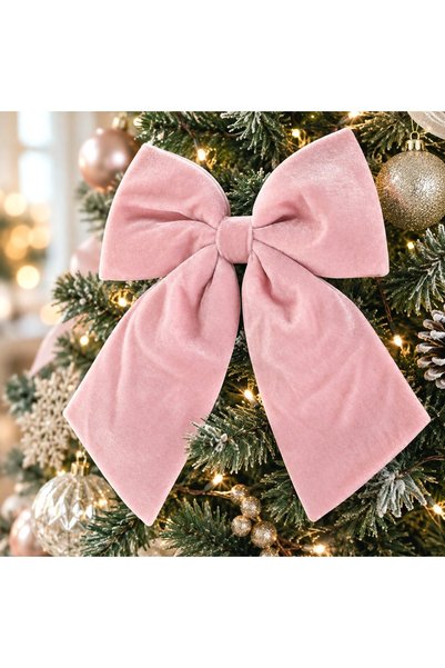 DD SHOP Fundiță decorativă de Crăciun, catifea roz pastel, 24x30 cm, ornament...