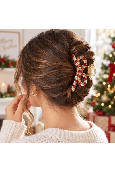 DD SHOP Clama par met funda stras ros-alb - Clame Craciun