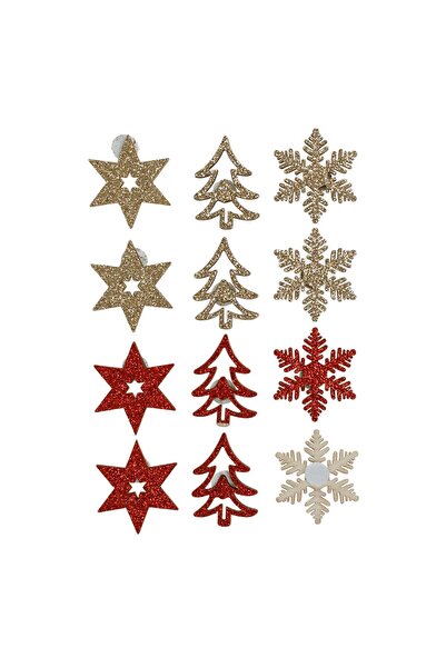 DD SHOP Autocolante decorative de Craciun, stele, brazi si fulgi din lemn cu ...