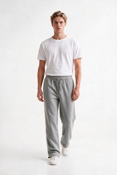 VESTRO Men's Baggy Sweatpants with 3 Threaded Side Piping and Adjustable Legs