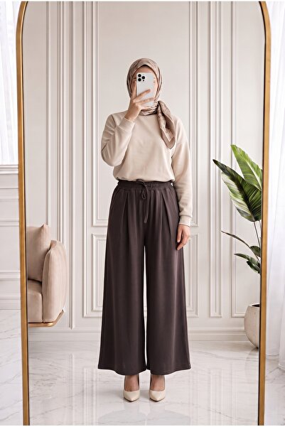 Holehola Hanzade Drawstring Pique Skirt Trousers-By5050 Brown