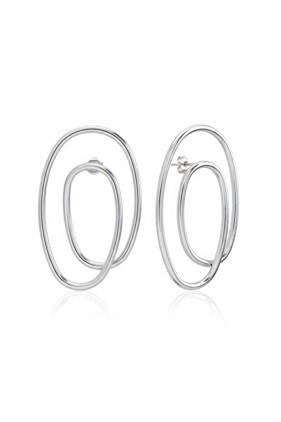 MOMOCA Σκουλαρίκια Διπλό Οβάλ Ατσάλι Ασημί– Double Oval Stainless Steel Earrings