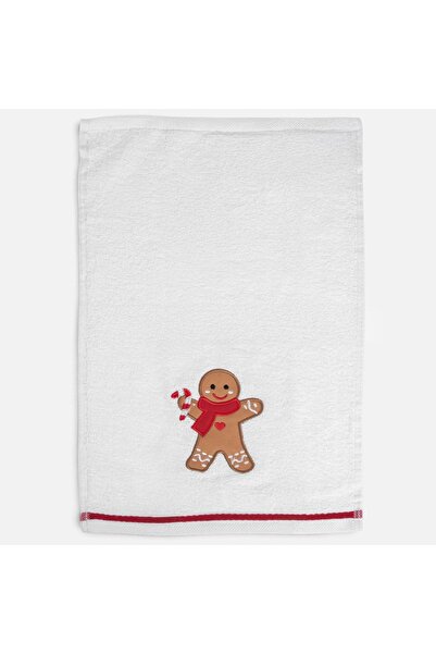 DD SHOP Prosop pentru maini din bumbac alb cu bordura rosie si gingerbread, 3...