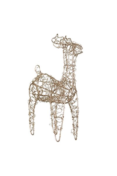DD SHOP Decoratiune de Craciun Metalica Ren cu Glitter Bej 15cm - Cerbi Decor...