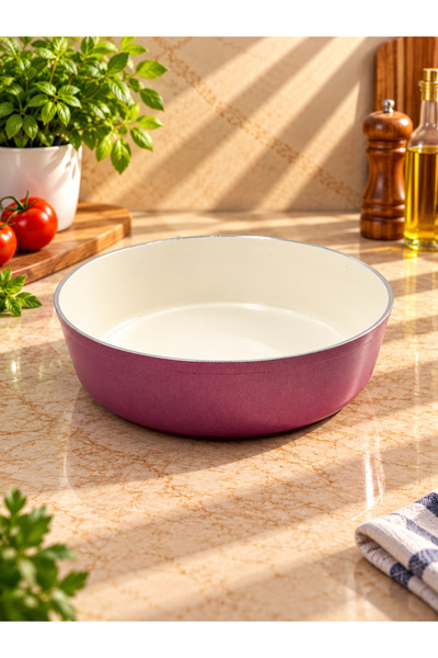 Rivorn 28 cm Seramik Döküm Yapışmaz Yuvarlak Fırın Tepsisi 3,7 LT