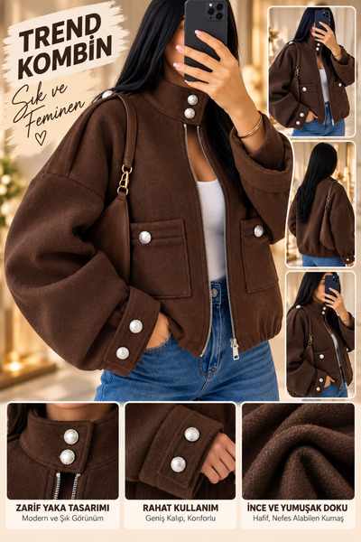 NQX PULL PROFESSIONAL Kadın Trençkot Premium Bomber Ceket – Oversize Salaş Ke...