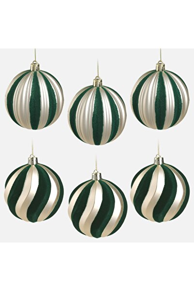 DD SHOP Set globuri 6buc samp-verde mat 8cm - Decoratiuni Bej-Sampanii, Craciun