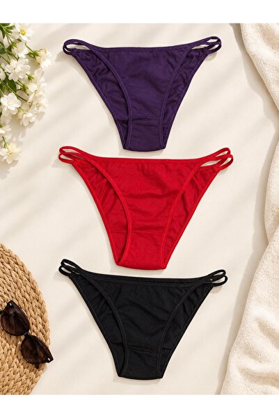 pamuklu kadın 2 ipli bikini külot 3 lü paket