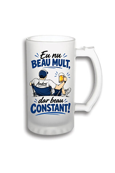 peGiftuiala Halbă de bere personalizată 500 ml – Nu beau mult