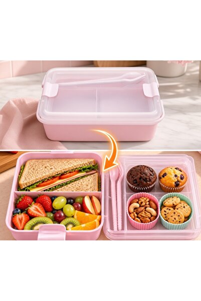 Gondol Kids Lunch Box with Spoon Fork Dual Compartment Bento Food Container S...