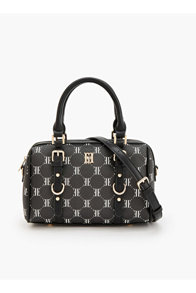 ELLE Monogram Print Tote Bag with Detachable Strap