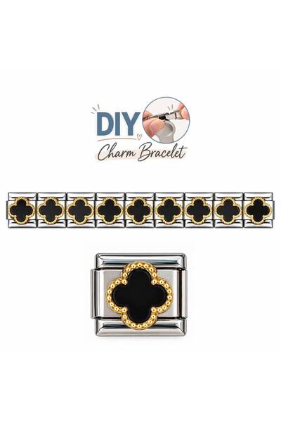 MOMOCA Ατσάλινα Στοιχεία DIY Βραχιολιού Μαύρος Σταυρός