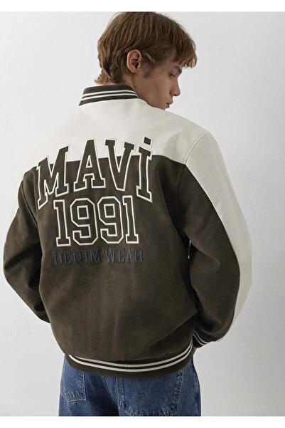 Mavi M0110724 Jeans Nakışlı Suni Süet Ceket Erkek Mont YEŞİL