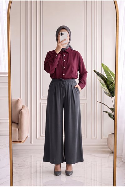 Holehola Hanzade Drawstring Pique Skirt Trousers-By5050 Anthracite