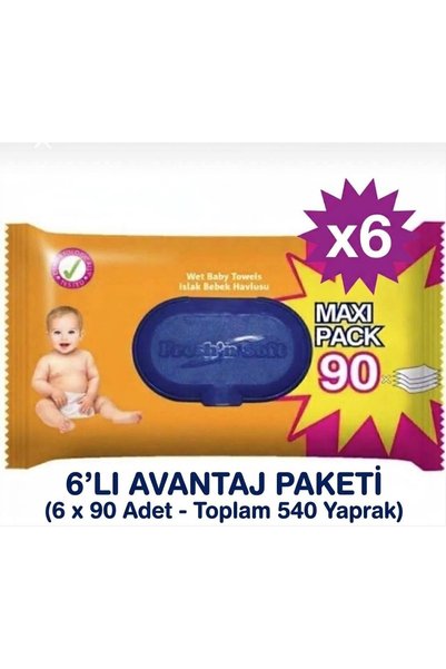 FRESHNSOFT Fresh'n Soft Islak Bebek Havlusu Maxi Pack 90'lı x 6 Adet - 6'lı Avantaj Paketi
