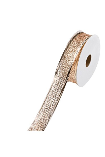 DD SHOP Panglica decorativa pentru brad de Craciun, glitter bej, 5 m x 22 mm,...