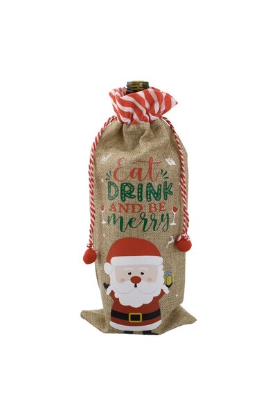 DD SHOP Husa Sticle de Vin cu Model Mos Craciun 15x35cm - Huse Textile