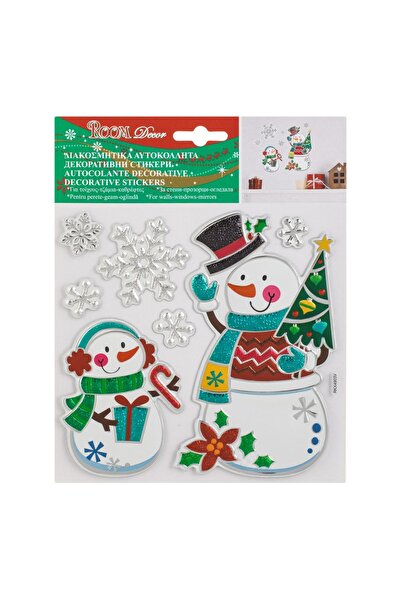 DD SHOP Autocolante decorative de Craciun, om de zapada cu copil si fulgi, ar...