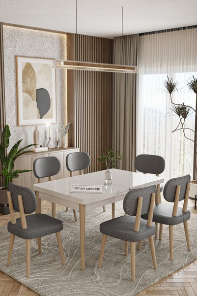 UZMHOME 80 x 130 Açılabilir Masa Takımı Mutfak Masası Takımı Salon Takımı