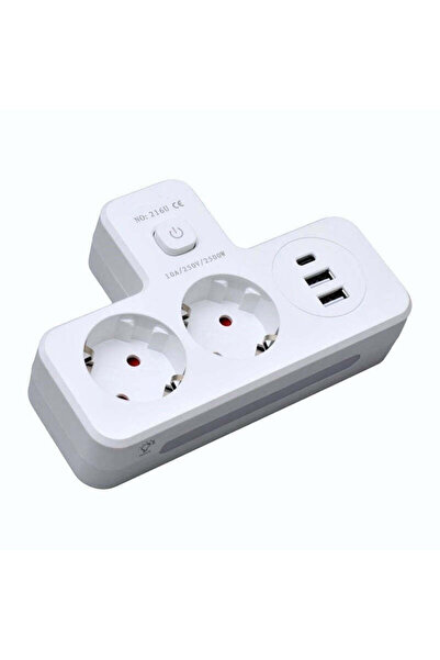 OEM ΠΟΛΥΠΡΙΖΟ 2500W ΜΕ 2 ΠΡΙΖΕΣ, 2 ΘΥΡΕΣ USB-A, 1 ΘΥΡΑ USB-C & ΔΙΑΚΟΠΤΗ QH-05187