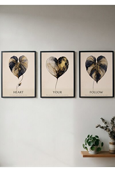 KEYFHOME Follow Your Heart Botanik Minimalist Σετ 3 Τεμαχίων Πλαίσιο MDF Πίνα...