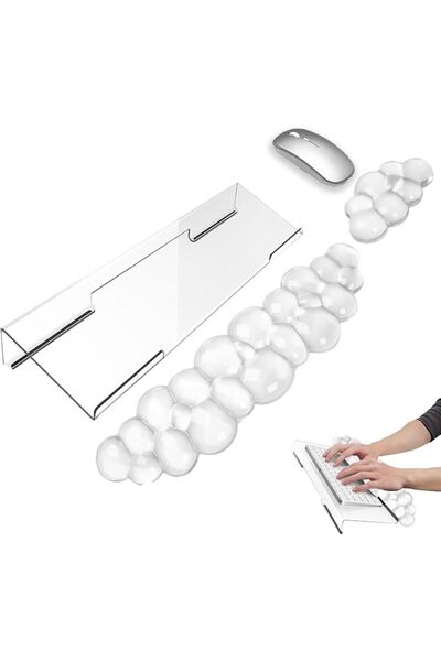 GENERAL Gel Wrist Rest for Keyboard and Mouse Square Pink Plaid Clear Keyboar...