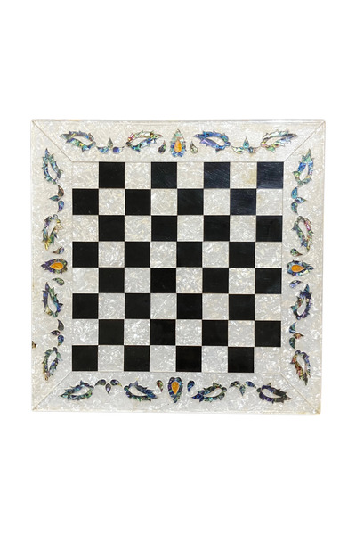 Ebrişim Mısır Sadaf Tarzlı İşlemeli Satranç Takımı - 30x30 cm