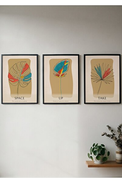 KEYFHOME Take Up Space Botanical Σετ 3 τεμαχίων με κορνίζα MDF Αφίσα ζωγραφικ...