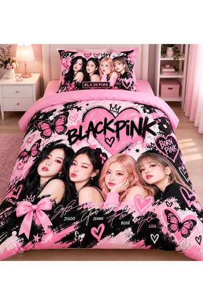 Erays Home Black Pink 3D Digital Printed Single Girl's Duvet Cover Set Childr...