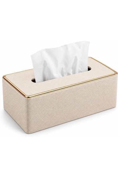 Generic Hayati+ Tissue Box Holder, Decorative Tissue Box Cover, Facial Tissue Dispenser, PU Leather Tissue Holder for Home, Bedroom, Bathroom, Office, 2 Pieces