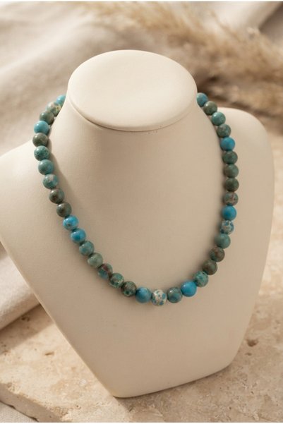 ZGNOVA Handmade Blue Jasper Natural Stone Necklace