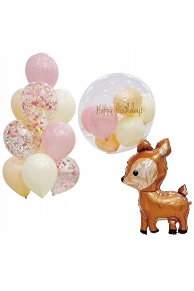 JIX SET baloane ANIVERSARE BAMBI sarenka Baloane roz pastel set mare