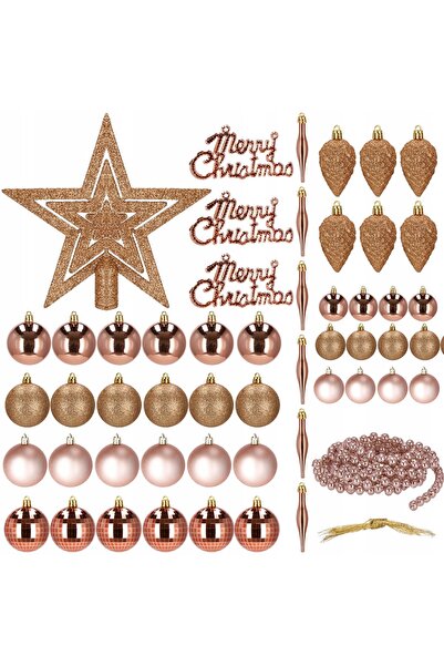 Springos ORNAMENTE DE CRĂCIUN SET 51 BUCĂȚI ROȘU + STEA