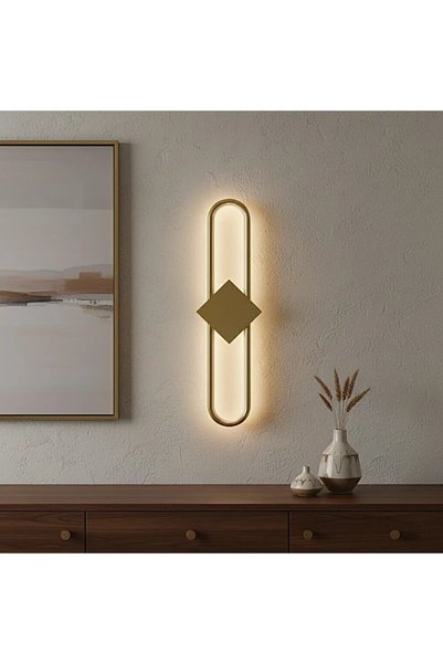 Generic Brand أبليك جداري مودرن ذهبي وردي LED 9 واط 3 ألوان إضاءة طول 50 سم W...