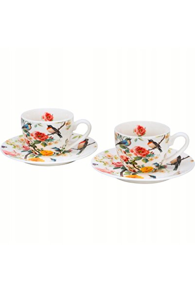 Duo DOUĂ cești de 110 ml cu farfurioare pentru CAFEA ESPRESSO - Flower Classi...