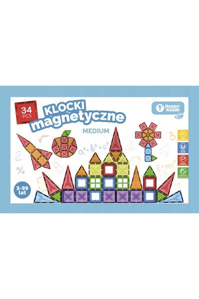Happy Kiddo BLOCURI MAGNETICE 34 ELEMENTE PENTRU CONSTRUCȚIE 3D 1-24 SP85384